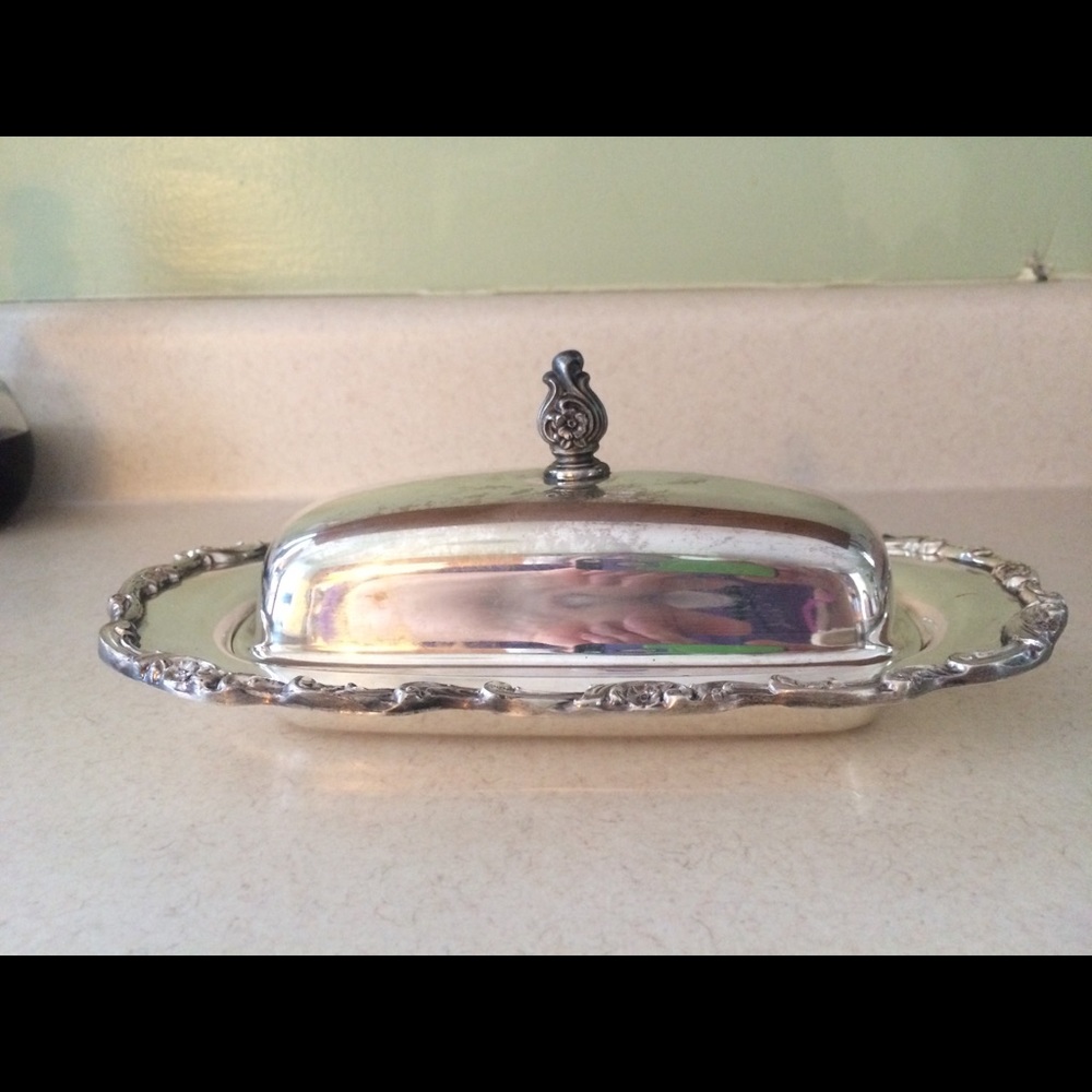 Silver plated butter dish